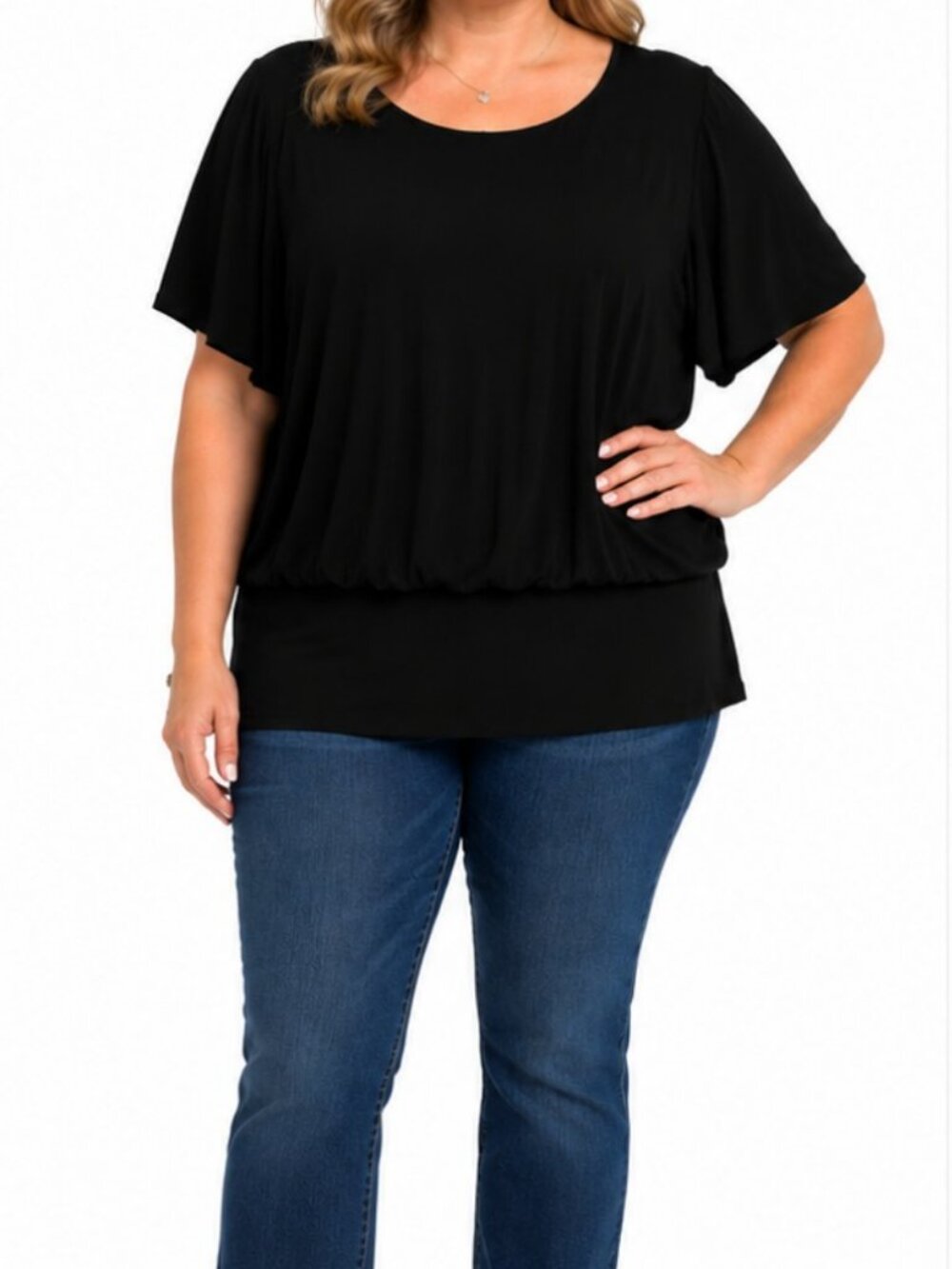 Lane Bryant Black Layered Blouson Top Size 18/20 Plus Size Career Dressy